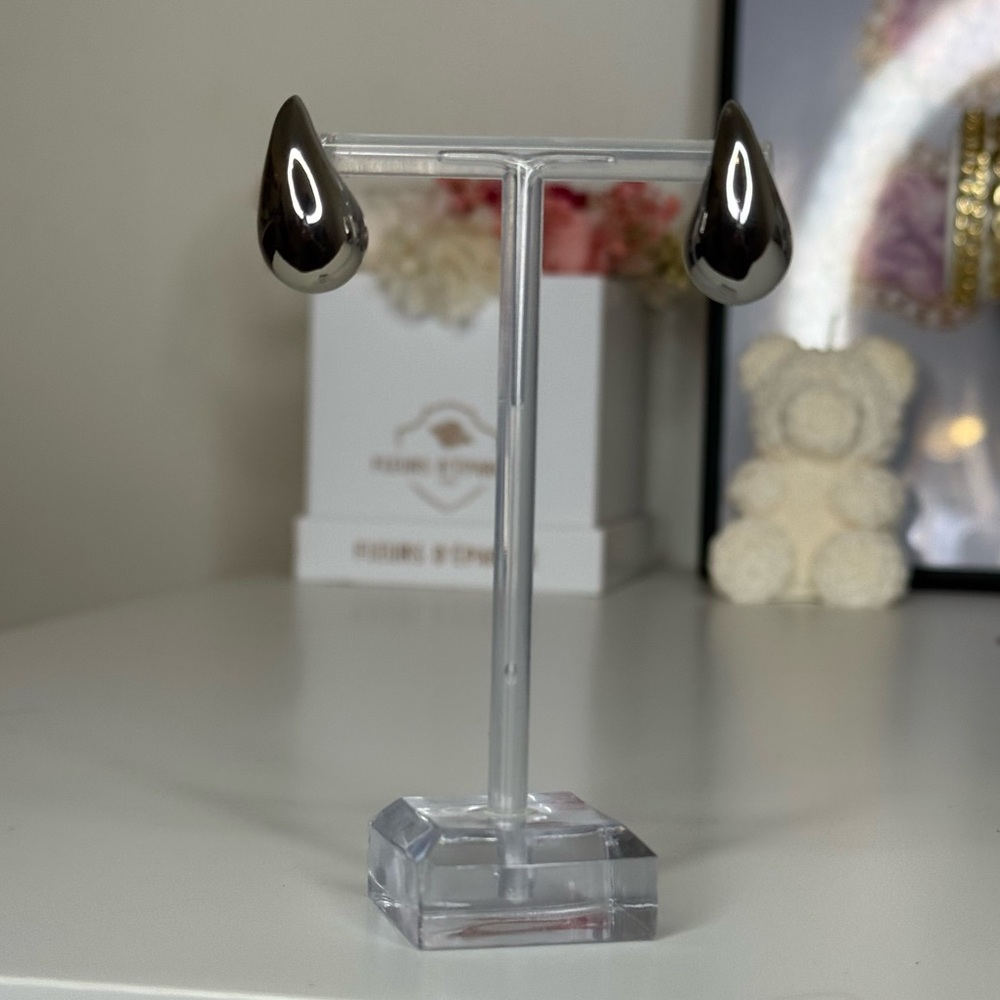 Silver Teardrop Earrings - Picture 2 of 3